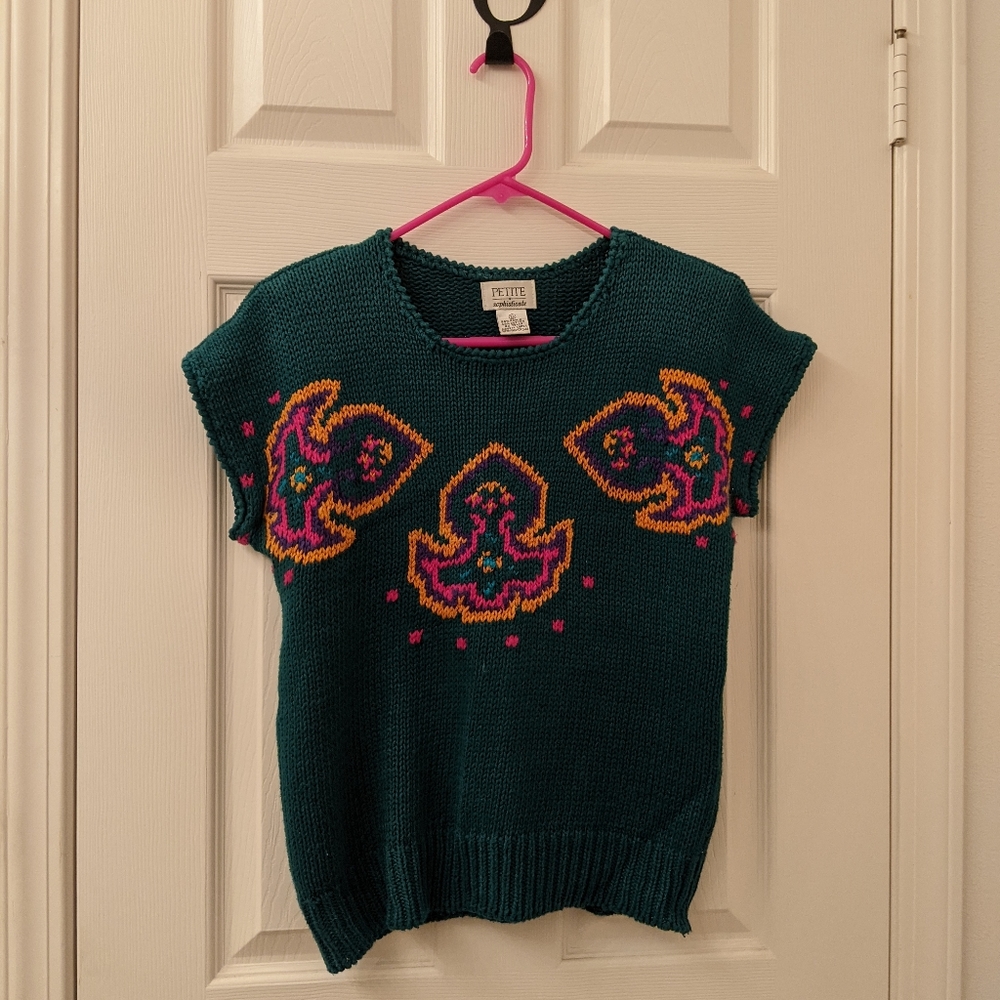 Petite Sophisticate Knitted Green Top